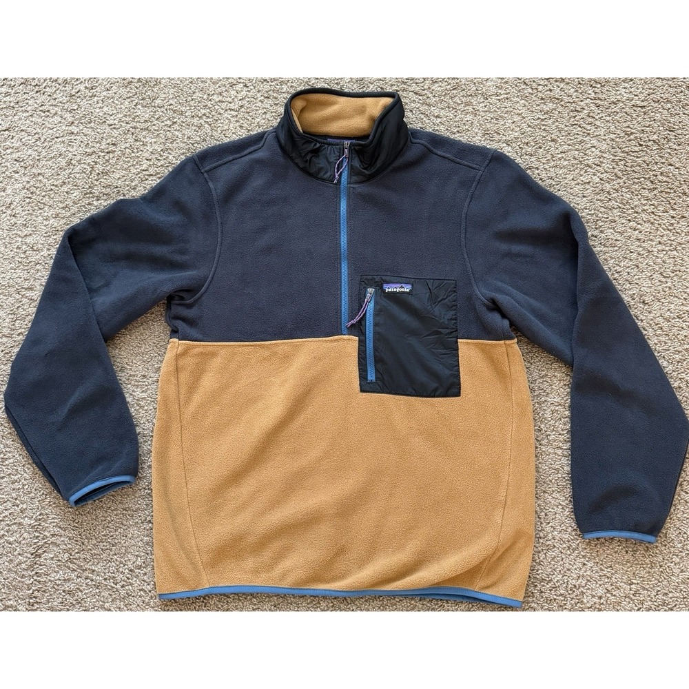 Men's Patagonia Microdini 1/2 Zip Fleece Pullover Dark Walnut Navy Size Medium